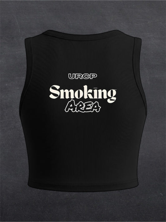 Smoking Area Crewneck Crop Top - BACK PRINT (black)