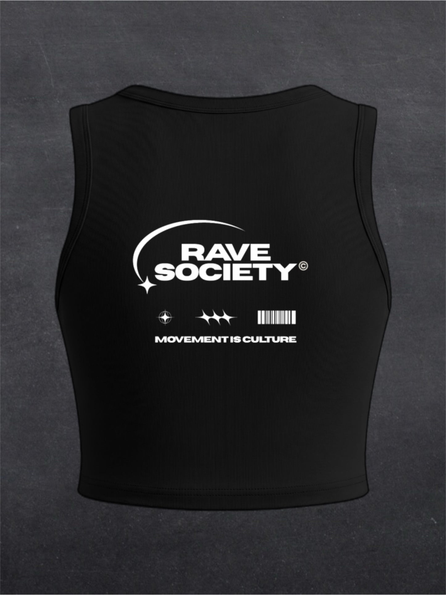 Rave Society Crewneck Crop Top - BACK PRINT (black/brown)