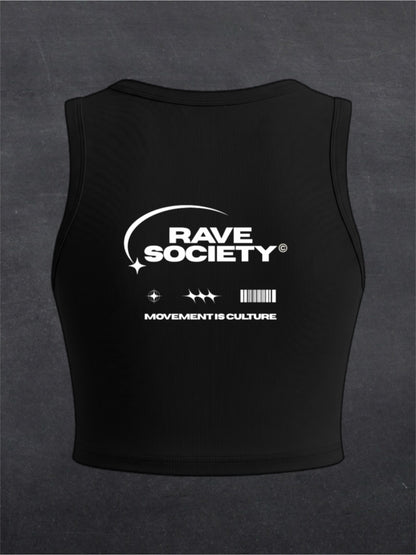 Rave Society Crewneck Crop Top - BACK PRINT (black/brown)