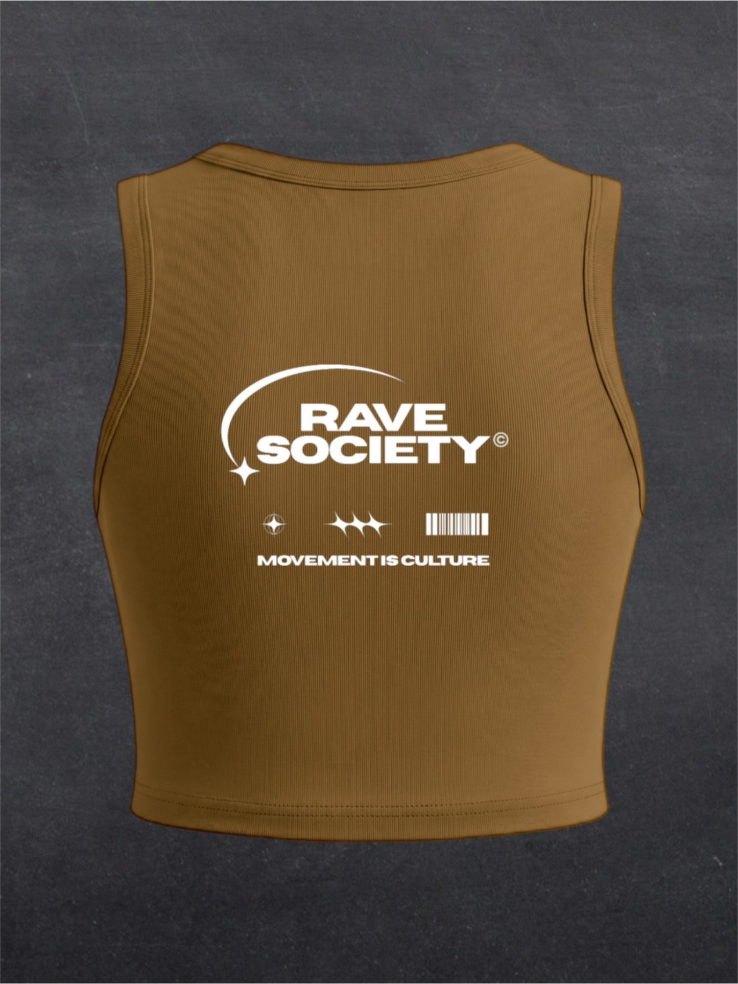 Rave Society Crewneck Crop Top - BACK PRINT (black/brown)