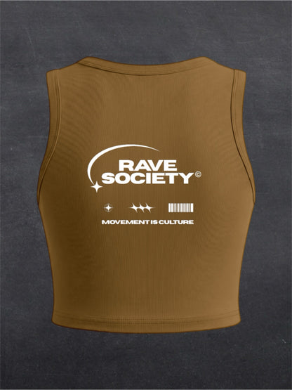 Rave Society Crewneck Crop Top - BACK PRINT (black/brown)