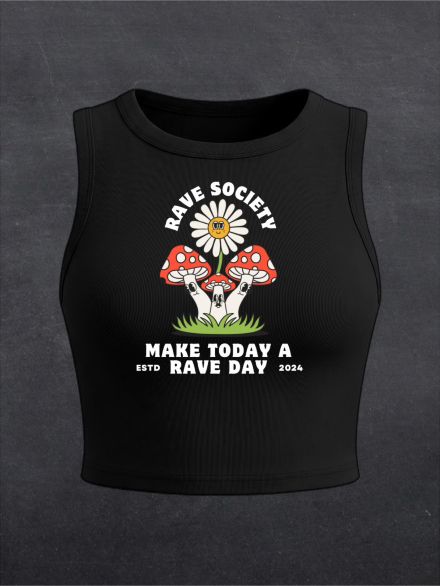 Make Today A Rave Day Crewneck Crop Top - FRONT PRINT (black/brown)