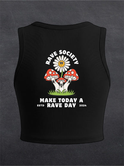 Make Today A Rave Day Crewneck Tank Top - BACK PRINT (black/brown)