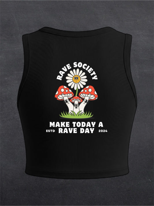 Make Today A Rave Day Crewneck Tank Top - BACK PRINT (black/brown)