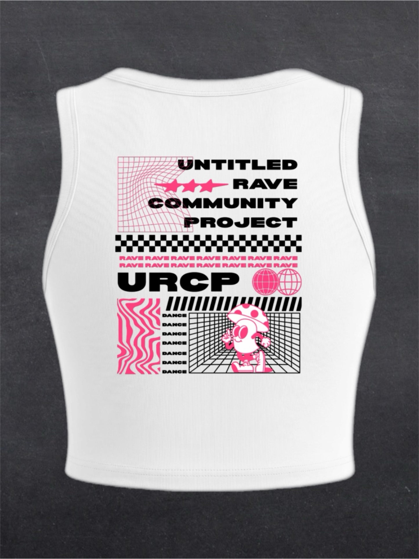 Pink Poster Crewneck Crop Top - BACK PRINT (white)