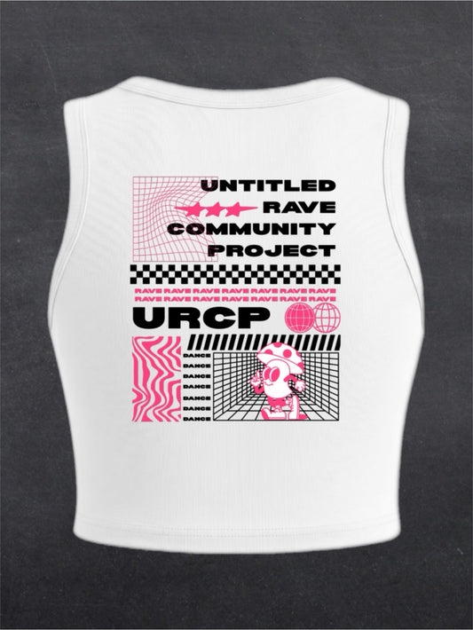 Pink Poster Crewneck Crop Top - BACK PRINT (white)