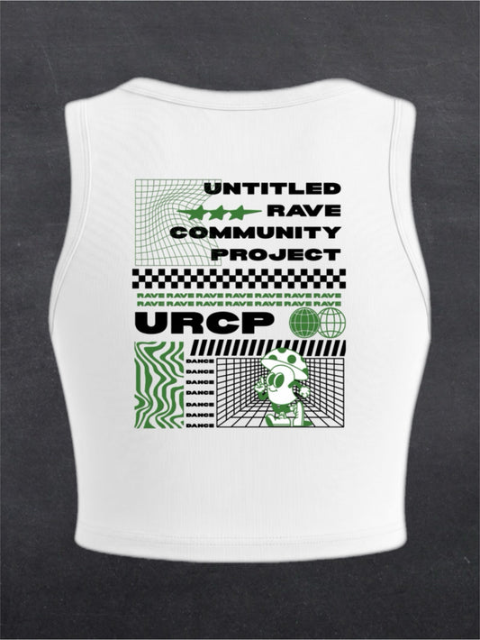 Green Poster Crewneck Crop Top - BACK PRINT (white)