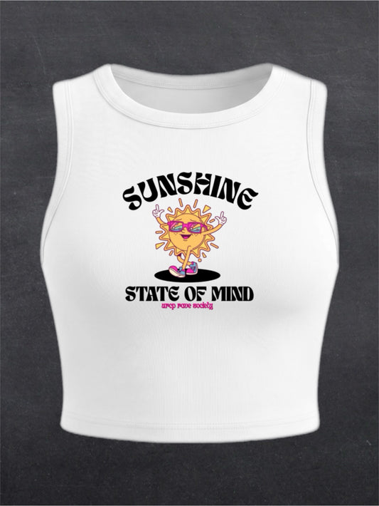 Sunshine State Of Mind Crewneck Crop Top - FRONT PRINT (multiple colours)