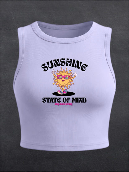 Sunshine State Of Mind Crewneck Crop Top - FRONT PRINT (multiple colours)