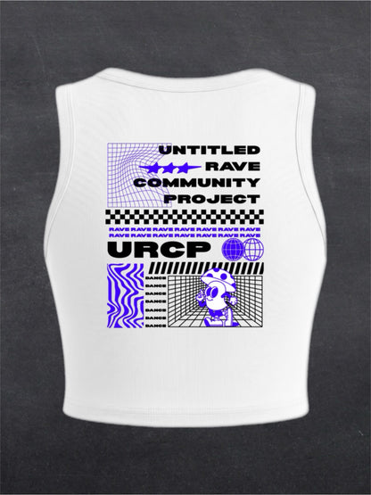 Blue Poster Crewneck Crop Top - BACK PRINT (white)