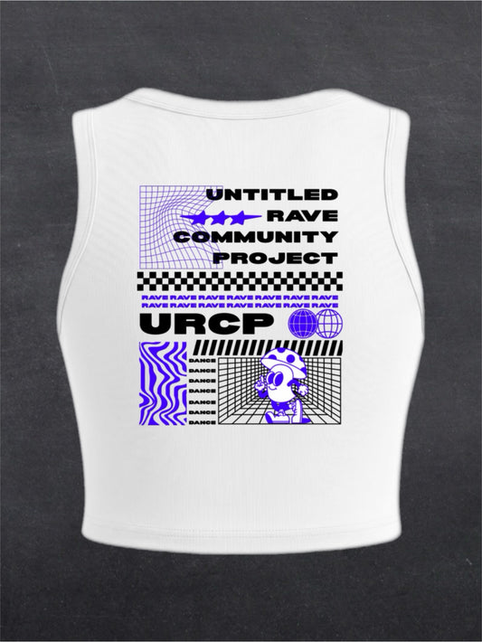 Blue Poster Crewneck Crop Top - BACK PRINT (white)