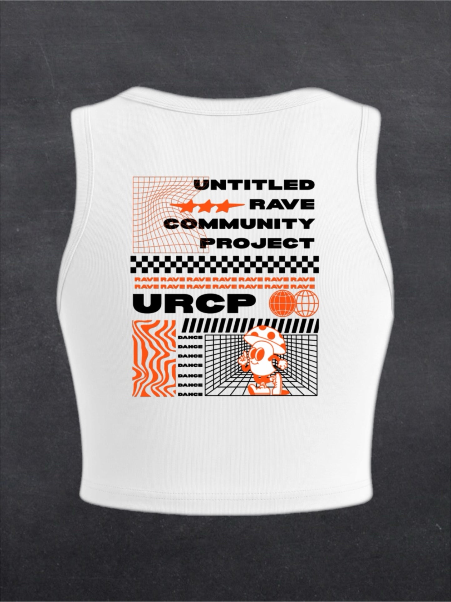 Orange Poster Crewneck Crop Top - BACK PRINT (white)