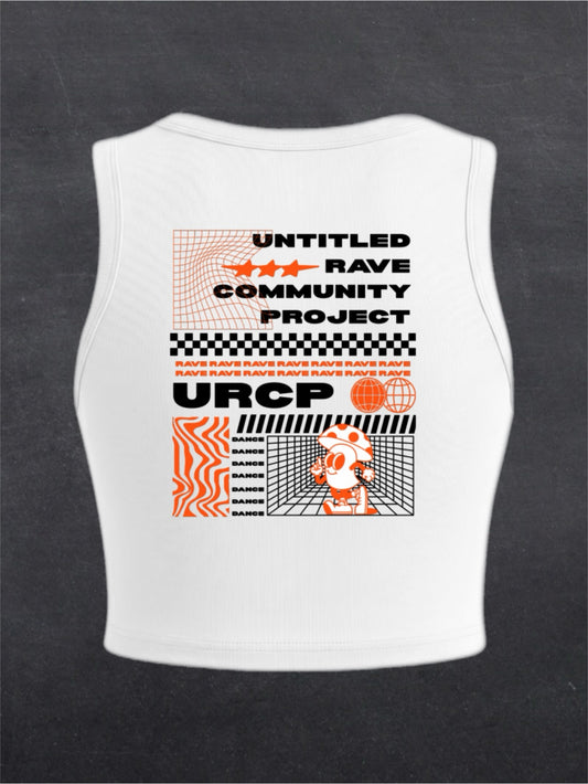Orange Poster Crewneck Crop Top - BACK PRINT (white)