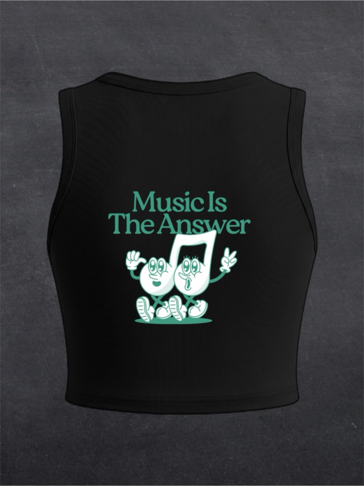 Music Is The Answer Crewneck Crop Top - BACK PRINT (black/white)