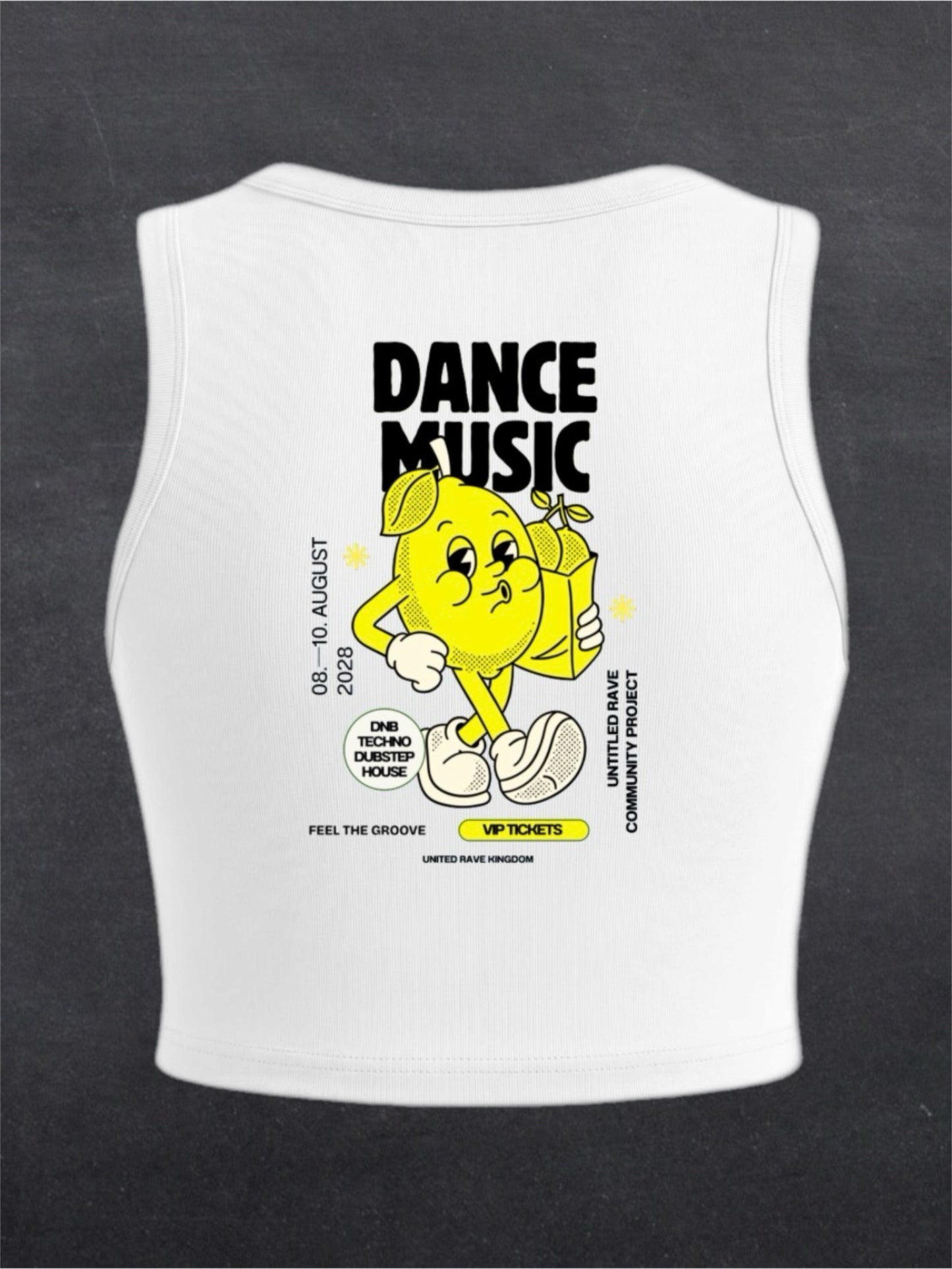 Dance Music Crewneck Crop Top - BACK PRINT (white)