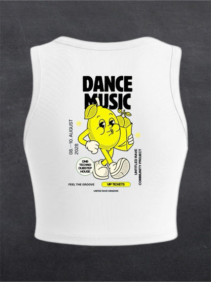 Dance Music Crewneck Crop Top - BACK PRINT (white)