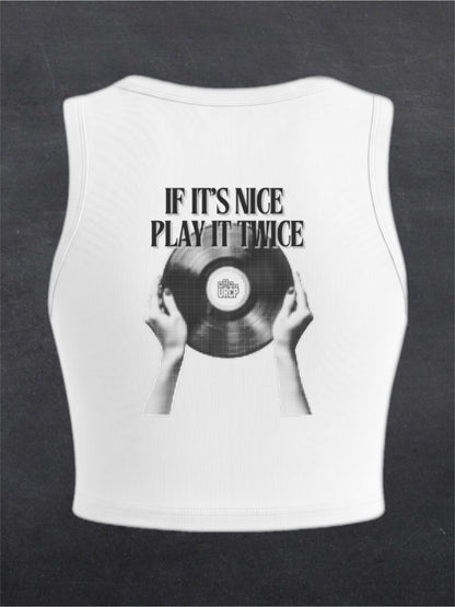 If It's Nice Play It Twice Crewneck Crop Top - BACK PRINT (multiple colours)