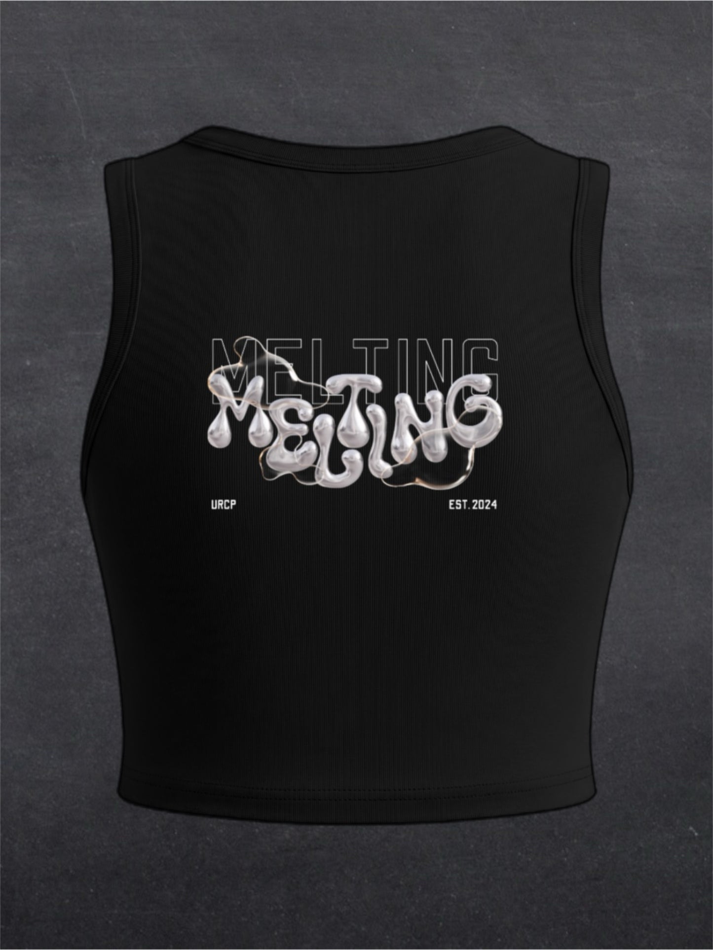 Melting Crewneck Crop Top - BACK PRINT (black)