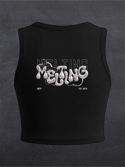 Melting Crewneck Crop Top - BACK PRINT (black)