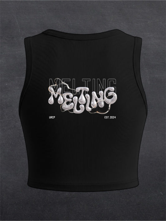 Melting Crewneck Crop Top - BACK PRINT (black)