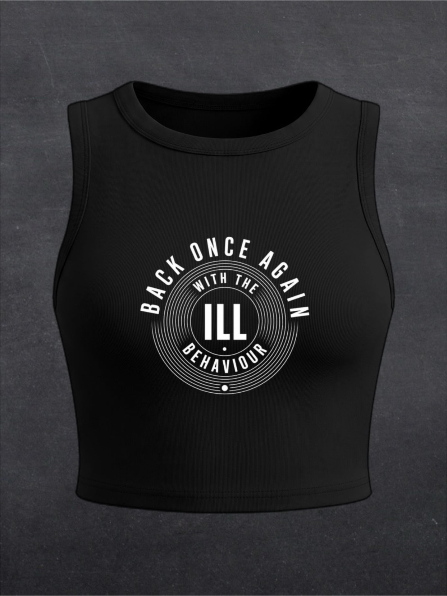 Back Once Again Crewneck Crop Top - FRONT PRINT (black/brown)