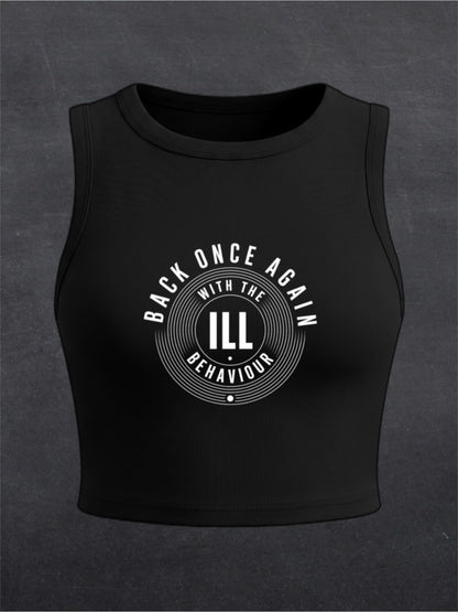 Back Once Again Crewneck Crop Top - FRONT PRINT (black/brown)