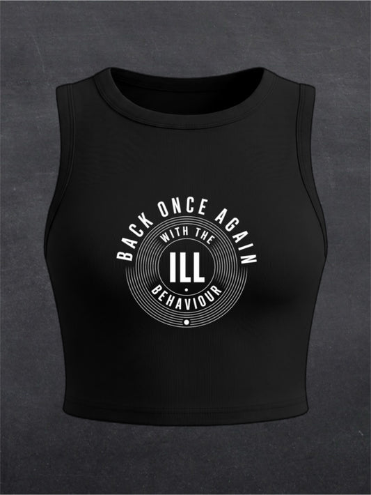 Back Once Again Crewneck Crop Top - FRONT PRINT (black/brown)