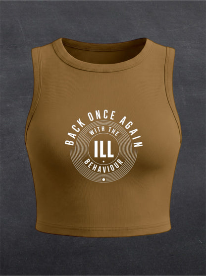 Back Once Again Crewneck Crop Top - FRONT PRINT (black/brown)