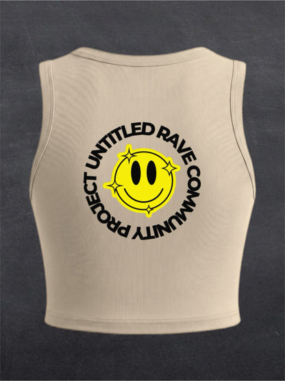 URCP Smiley Crewneck Crop Top - BACK FRONT (multiple colours)