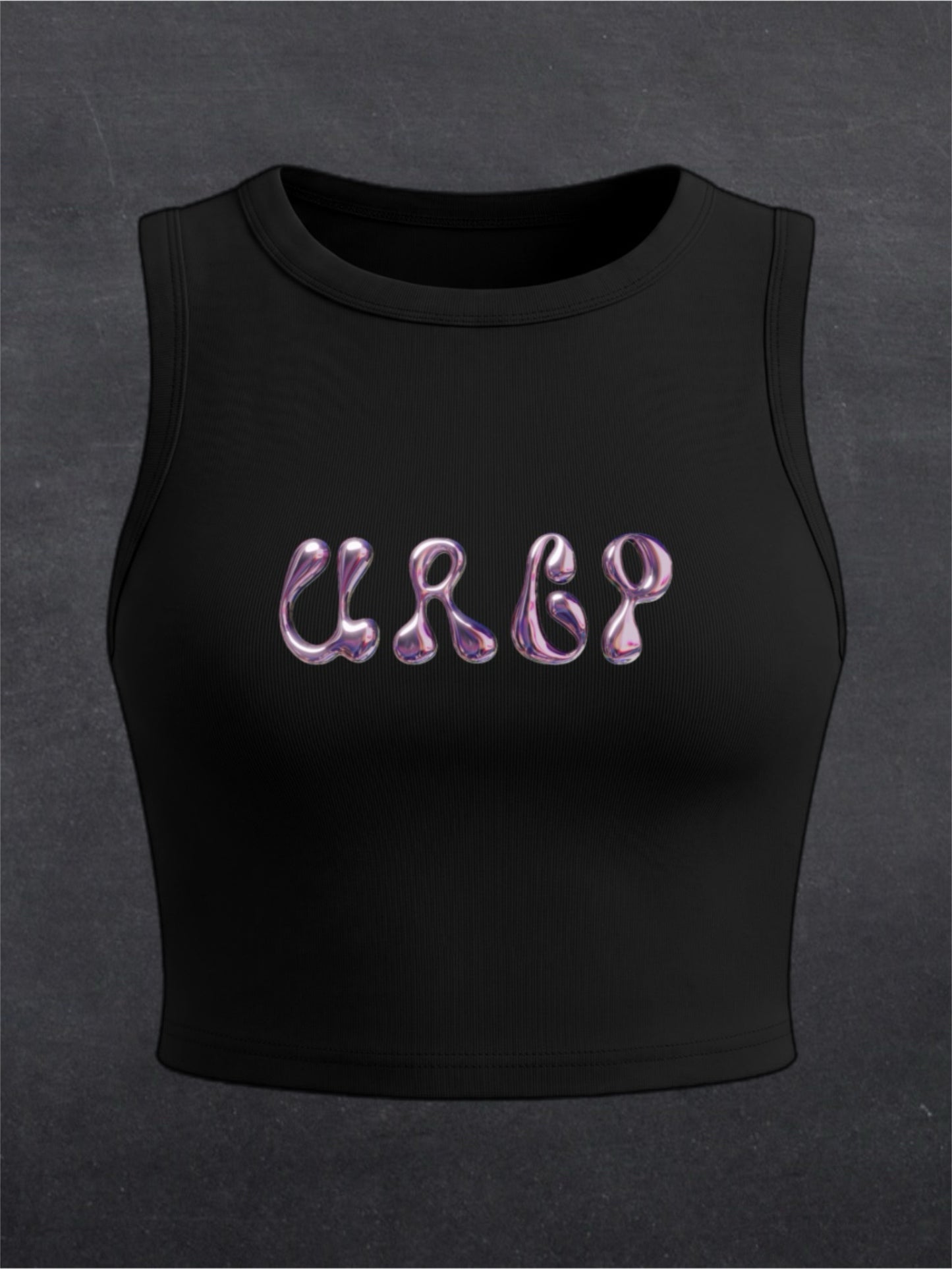 URCP Metallic Crewneck Crop Top - FRONT PRINT (multiple colours)