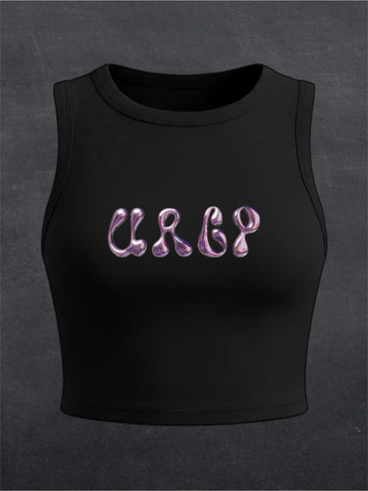 URCP Metallic Crewneck Crop Top - FRONT PRINT (multiple colours)