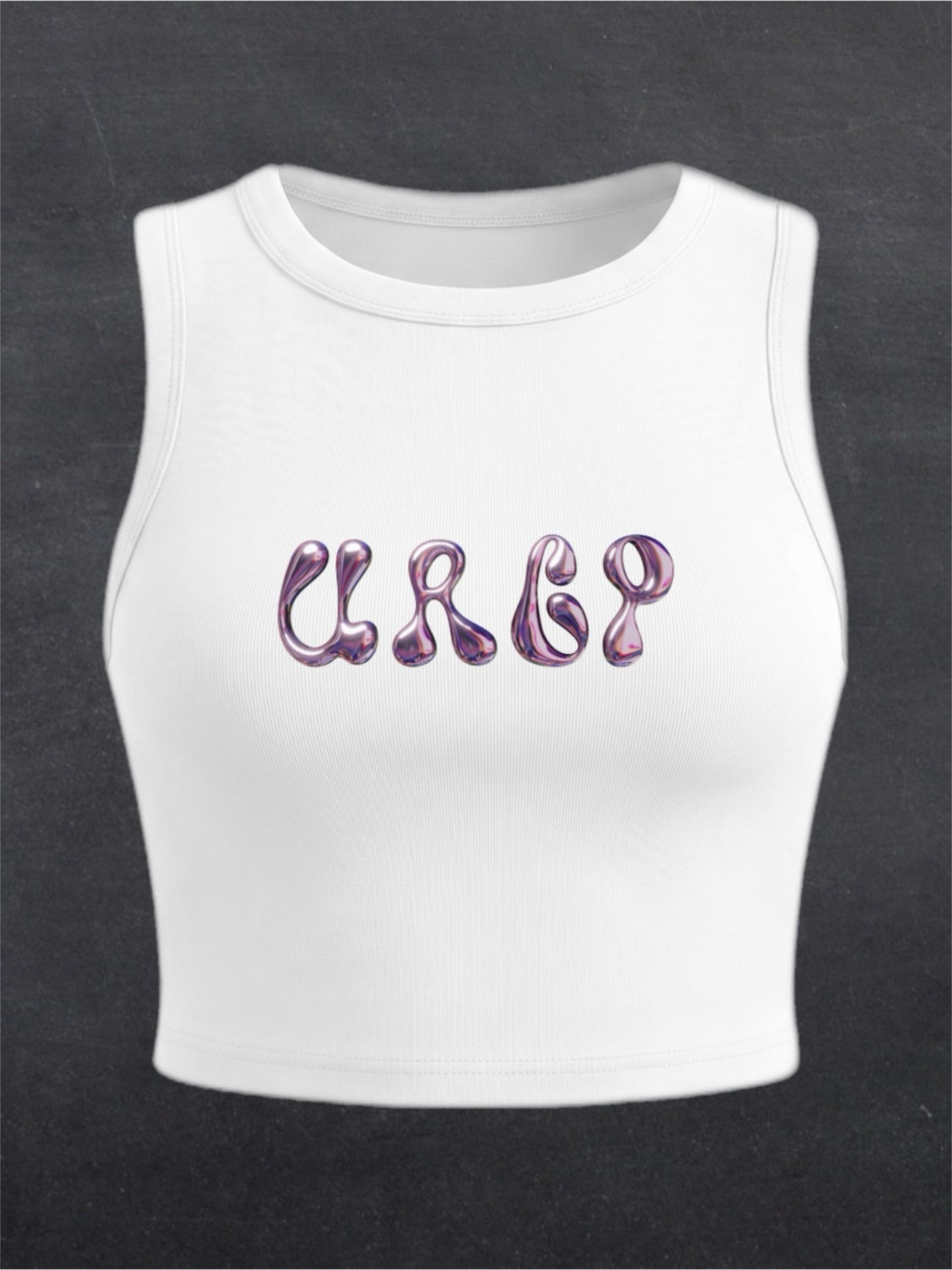 URCP Metallic Crewneck Crop Top - FRONT PRINT (multiple colours)