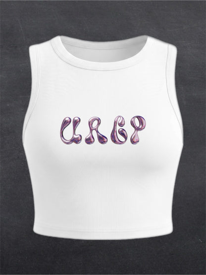 URCP Metallic Crewneck Crop Top - FRONT PRINT (multiple colours)