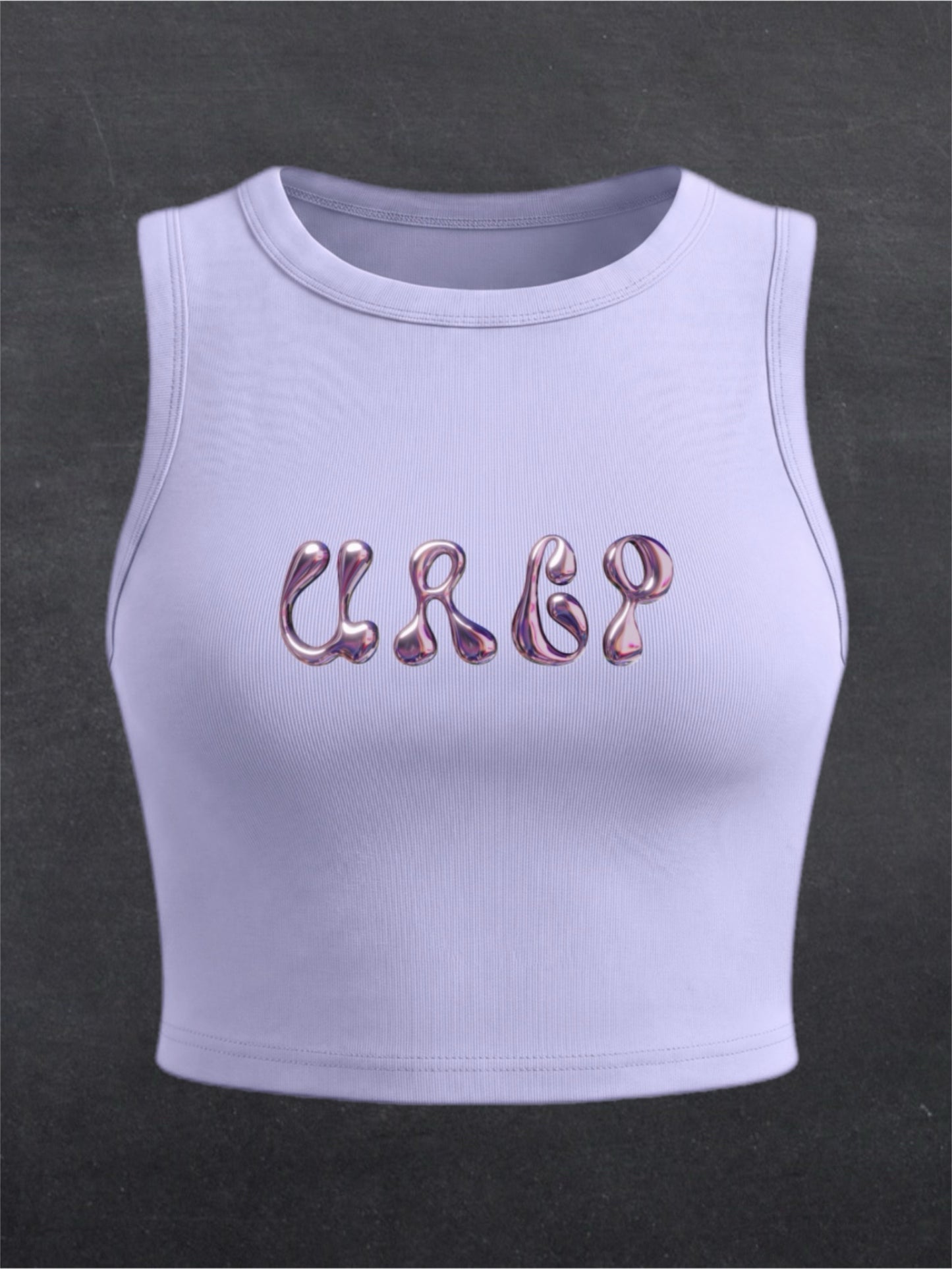 URCP Metallic Crewneck Crop Top - FRONT PRINT (multiple colours)