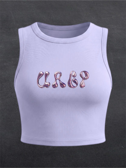 URCP Metallic Crewneck Crop Top - FRONT PRINT (multiple colours)