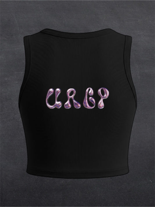 URCP Metallic Crewneck Crop Top - BACK PRINT (multiple colours)