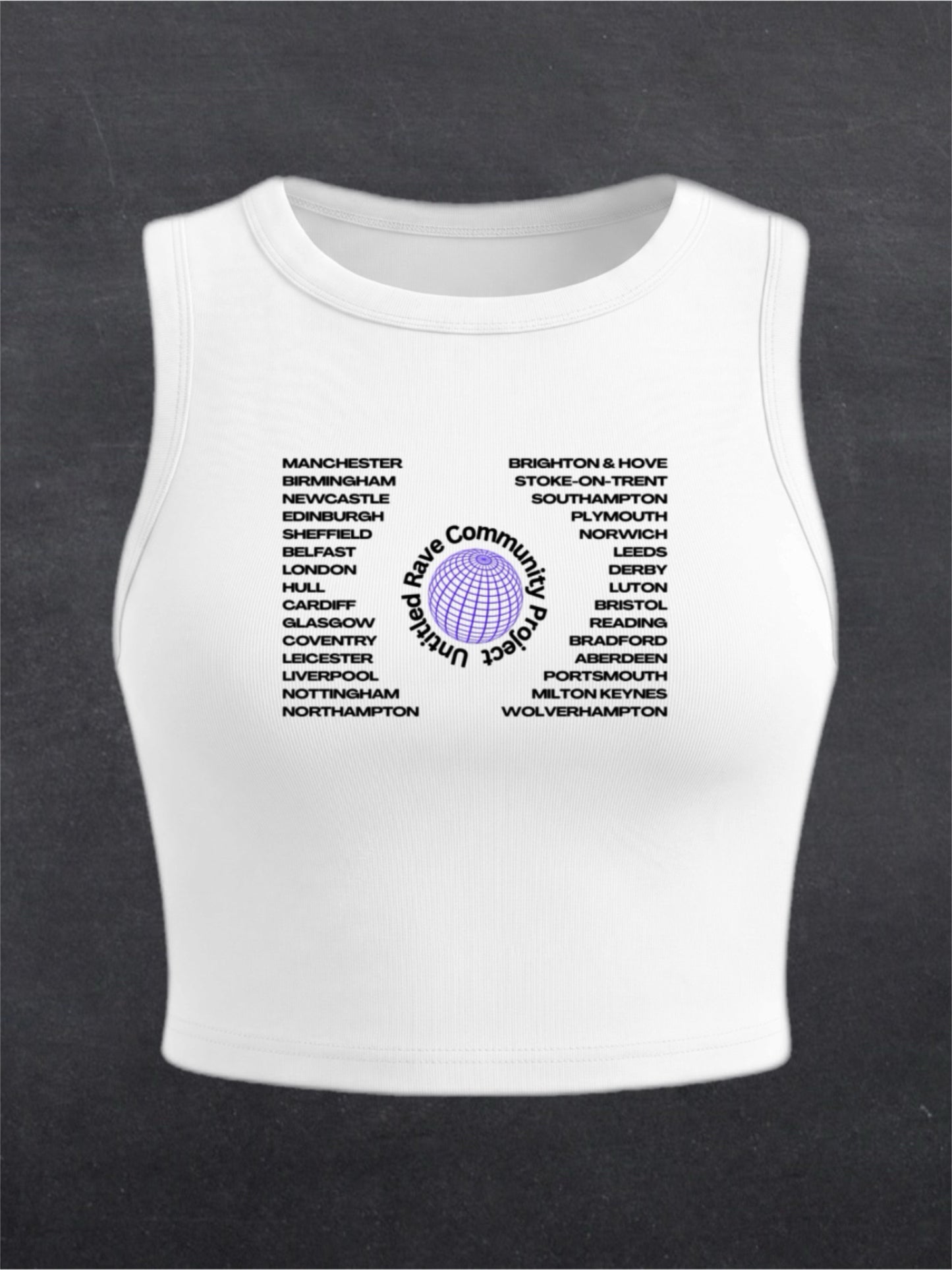 United Rave Kingdom Crewneck Crop Top - FRONT PRINT (multiple colours)