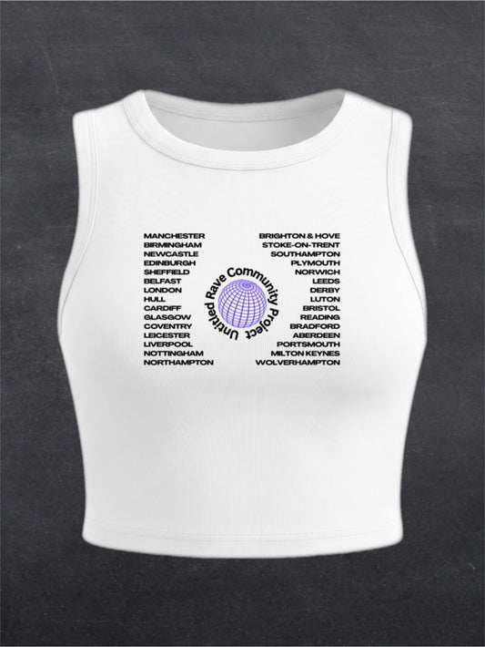 United Rave Kingdom Crewneck Crop Top - FRONT PRINT (multiple colours)