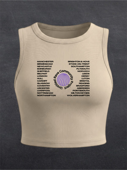 United Rave Kingdom Crewneck Crop Top - FRONT PRINT (multiple colours)