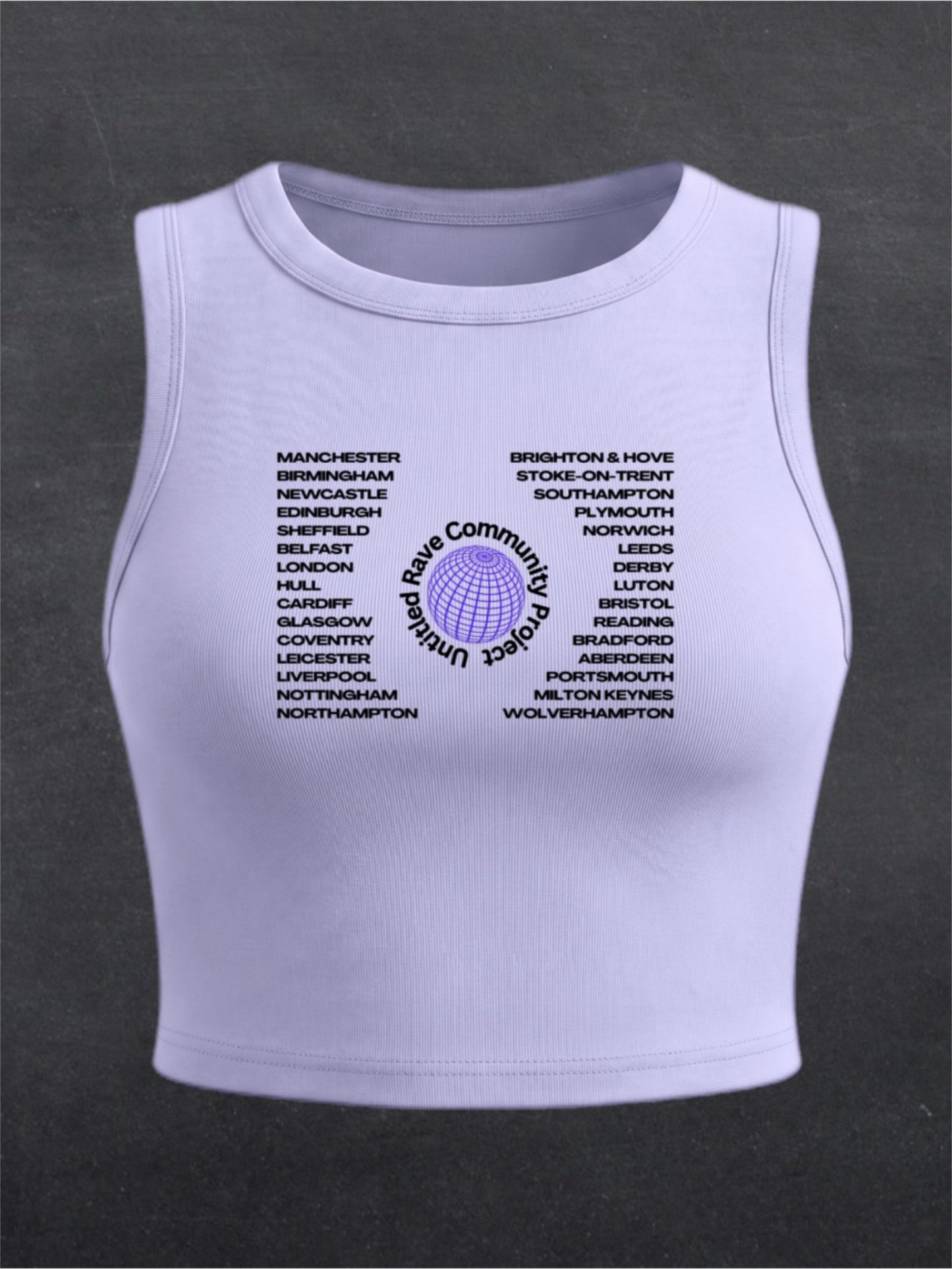 United Rave Kingdom Crewneck Crop Top - FRONT PRINT (multiple colours)