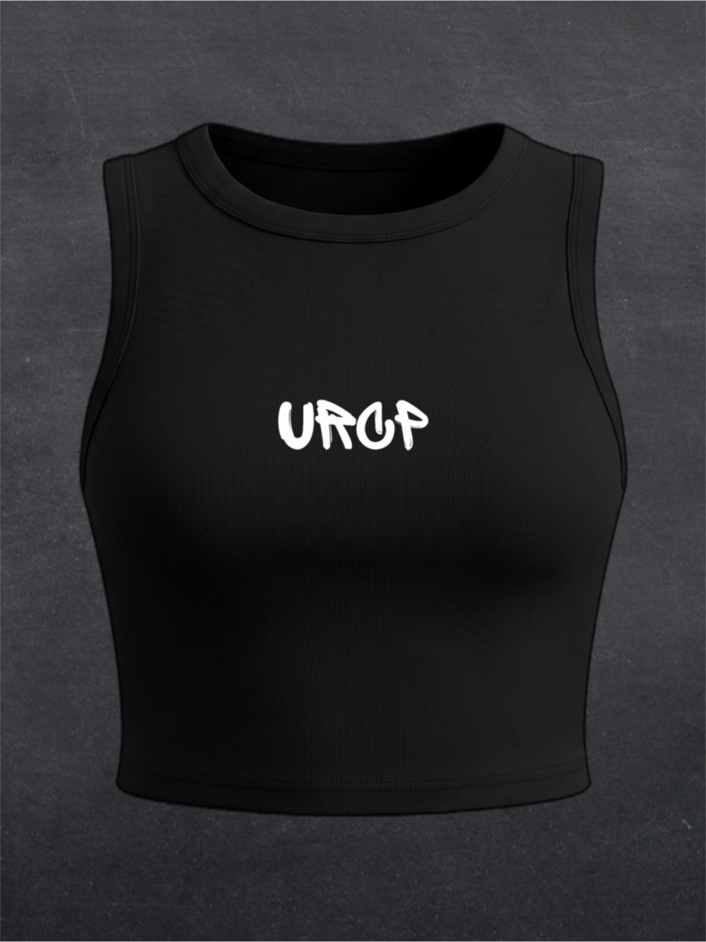URCP Graffiti Crewneck Crop Top - FRONT PRINT (black)