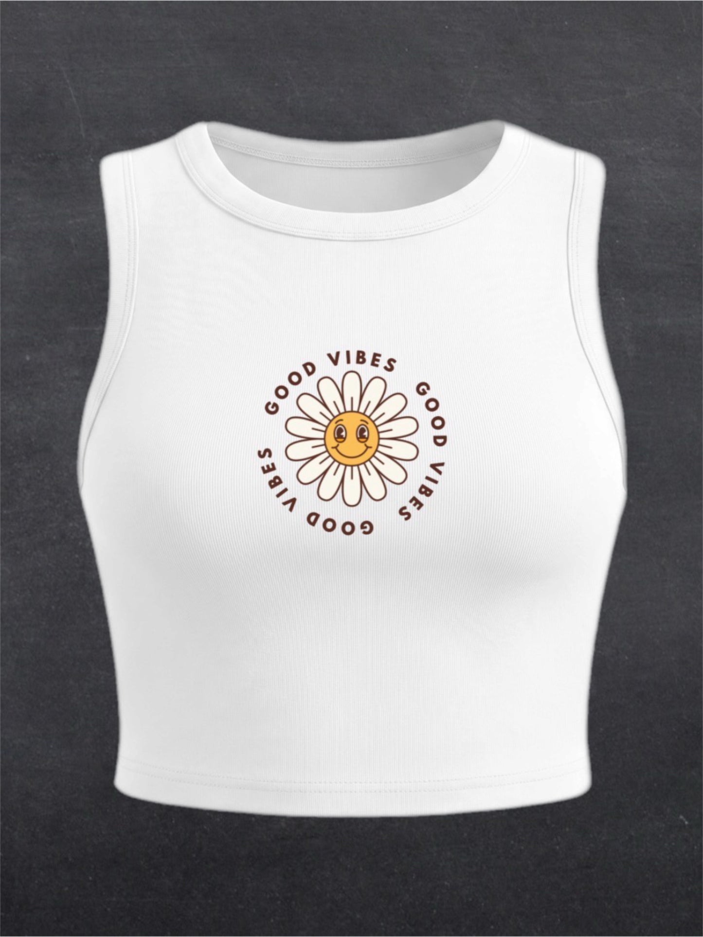 Good Vibes Crewneck Crop Top - FRONT PRINT (multiple colours)
