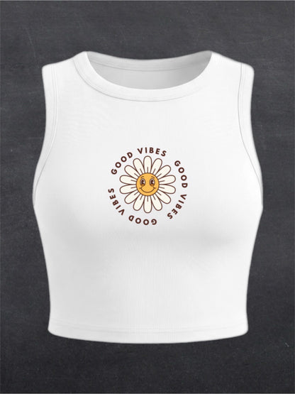 Good Vibes Crewneck Crop Top - FRONT PRINT (multiple colours)