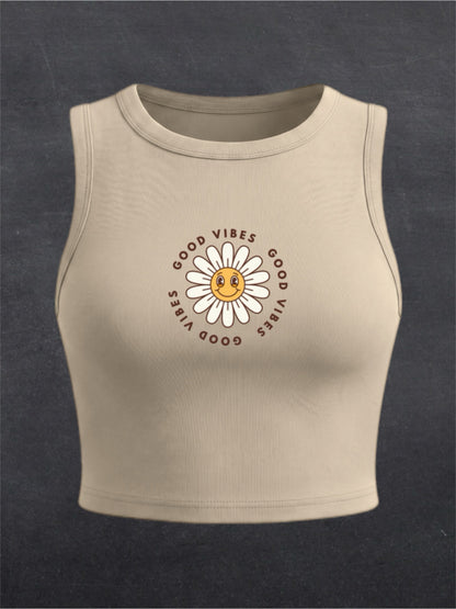 Good Vibes Crewneck Crop Top - FRONT PRINT (multiple colours)