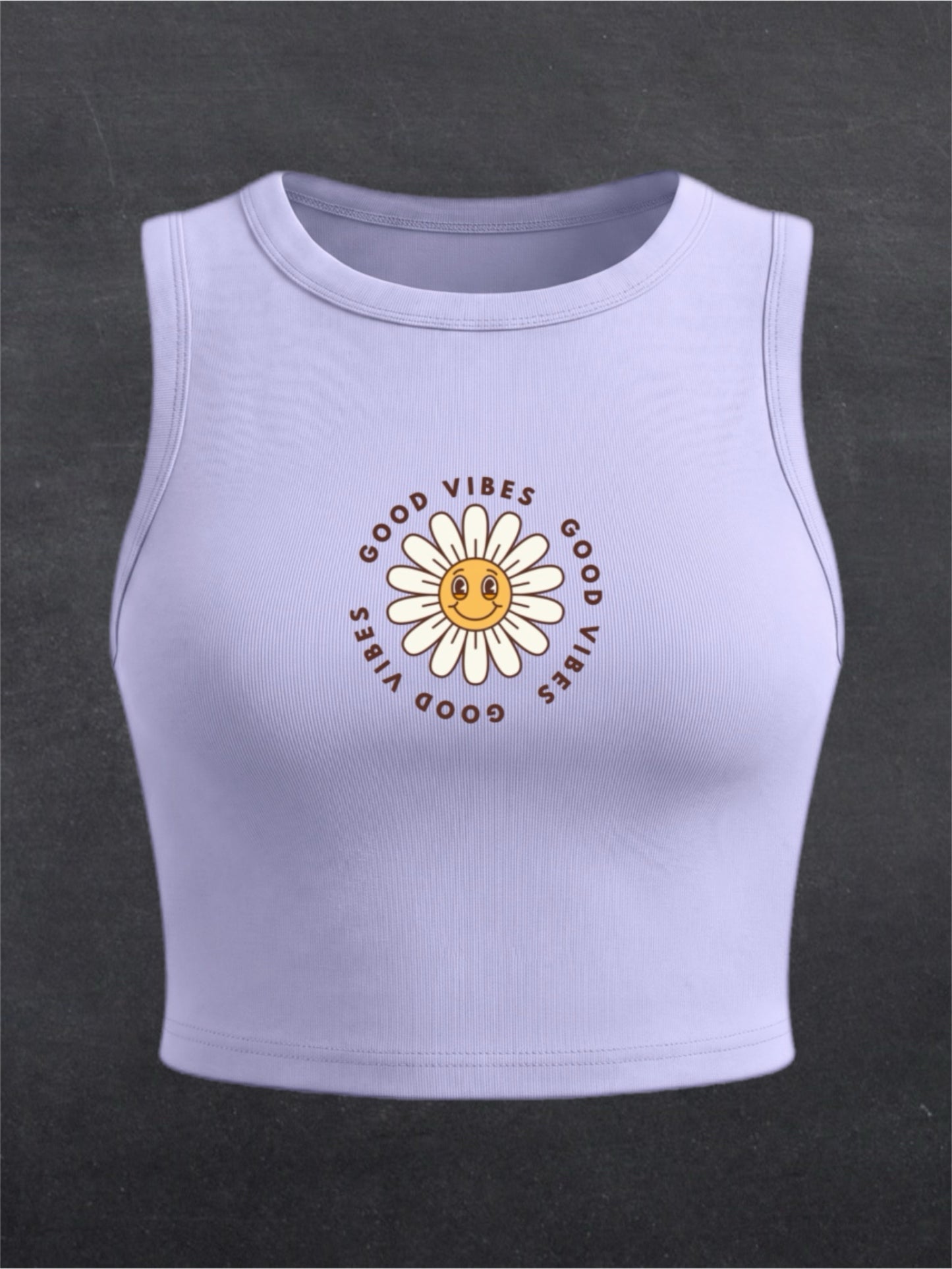Good Vibes Crewneck Crop Top - FRONT PRINT (multiple colours)
