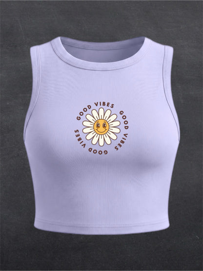 Good Vibes Crewneck Crop Top - FRONT PRINT (multiple colours)