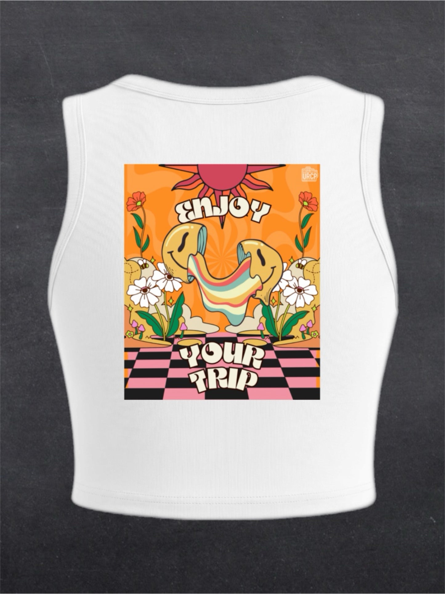 Enjoy Your Trip Crewneck Crop Top - BACK PRINT (black/white)