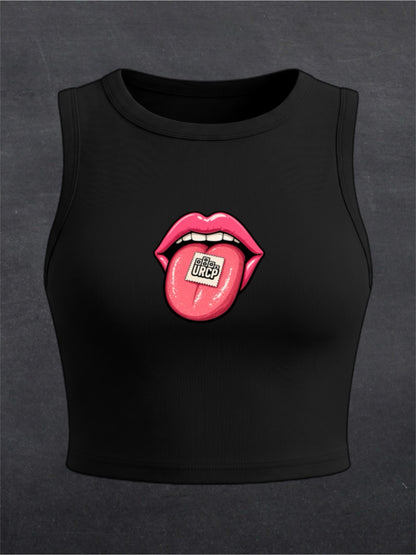 URCP Tab Crewneck Crop Top - FRONT PRINT (multiple colours)