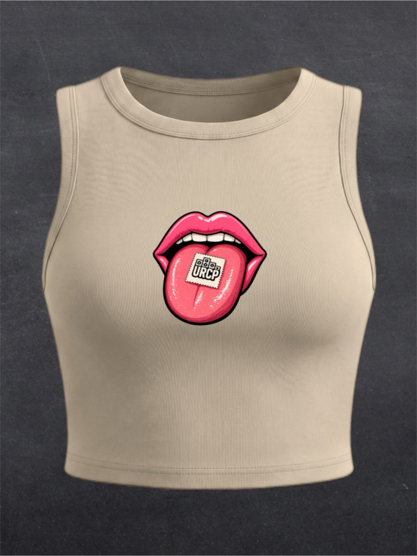 URCP Tab Crewneck Crop Top - FRONT PRINT (multiple colours)