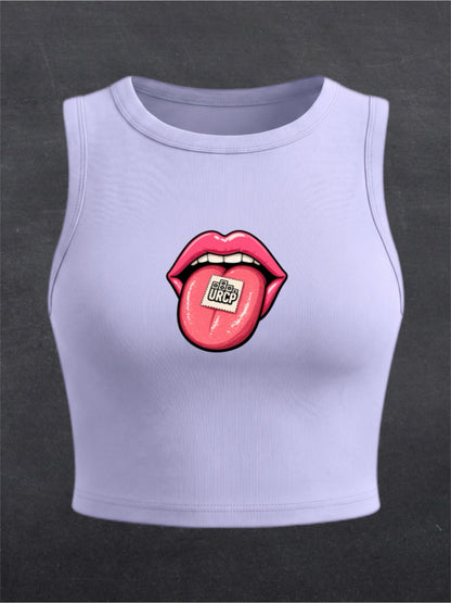URCP Tab Crewneck Crop Top - FRONT PRINT (multiple colours)